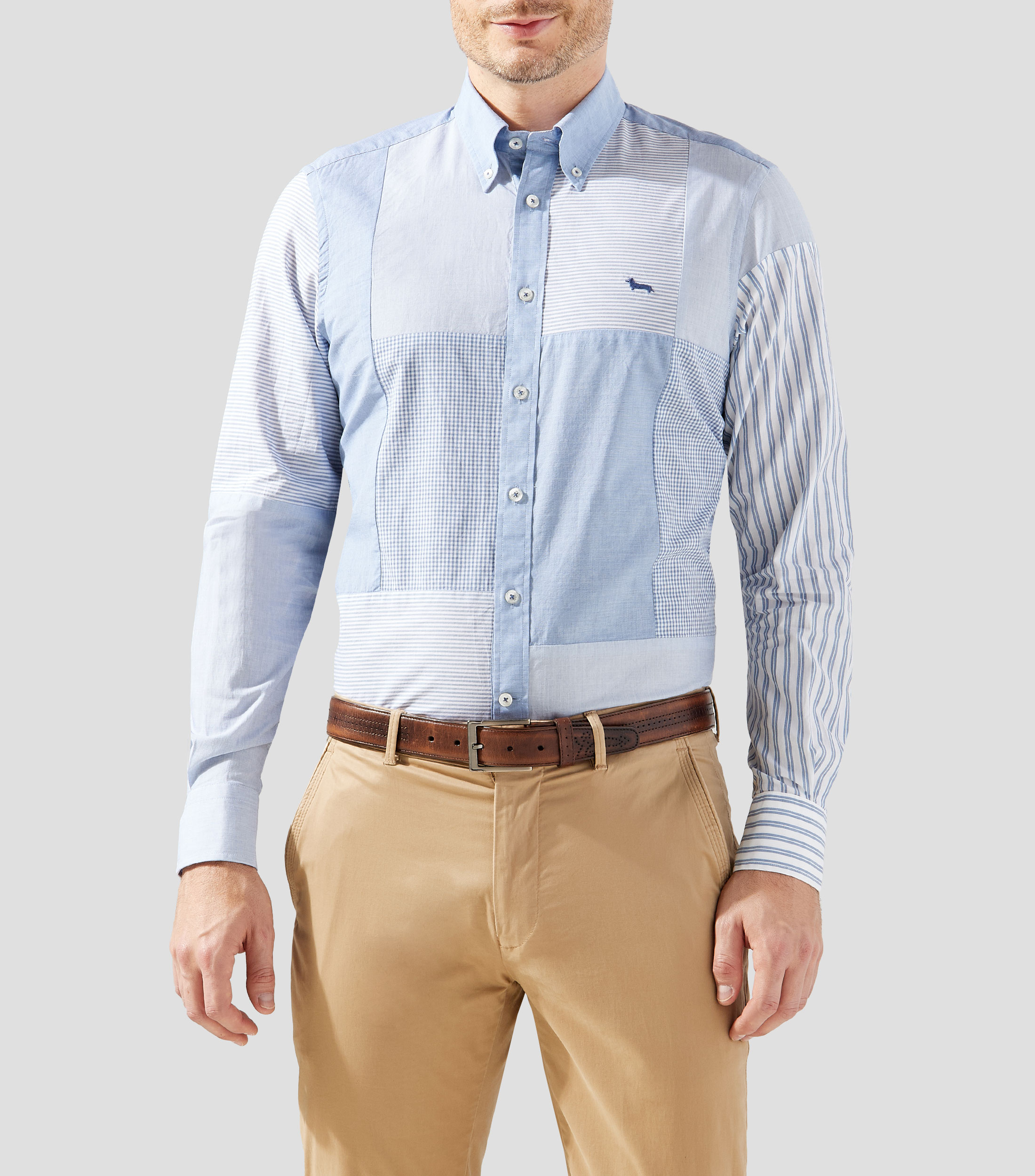 Camisa a rayas manga larga Hombre